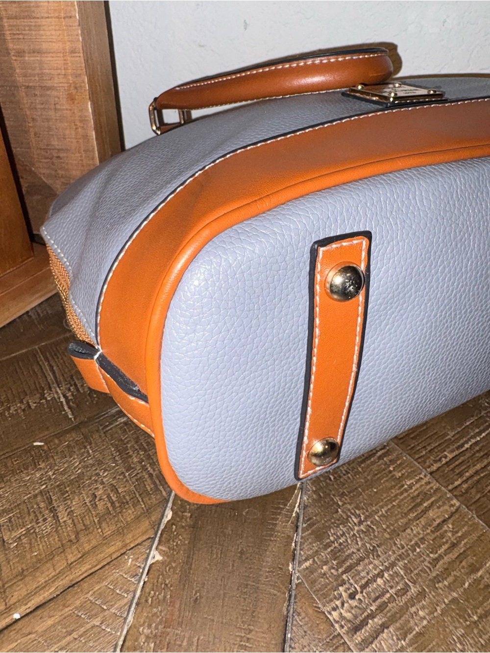 Dooney & Bourke Gray and Tan Pebbled Leather Dome Satchel - Picture 7 of 11
